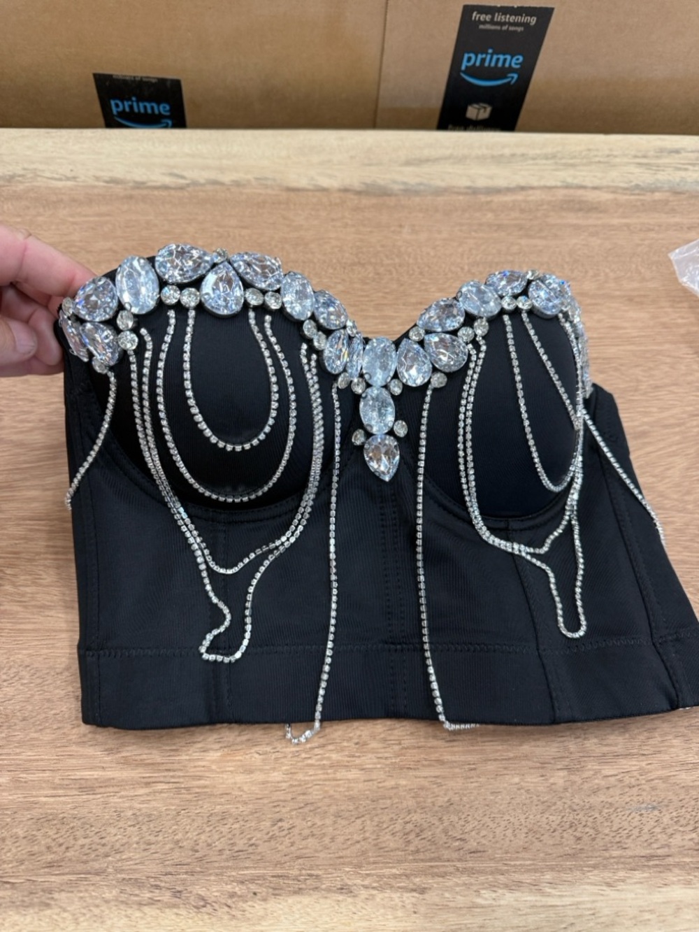 Black Strapless‎ Rhinestone Bustier Top - Picture 4 of 4